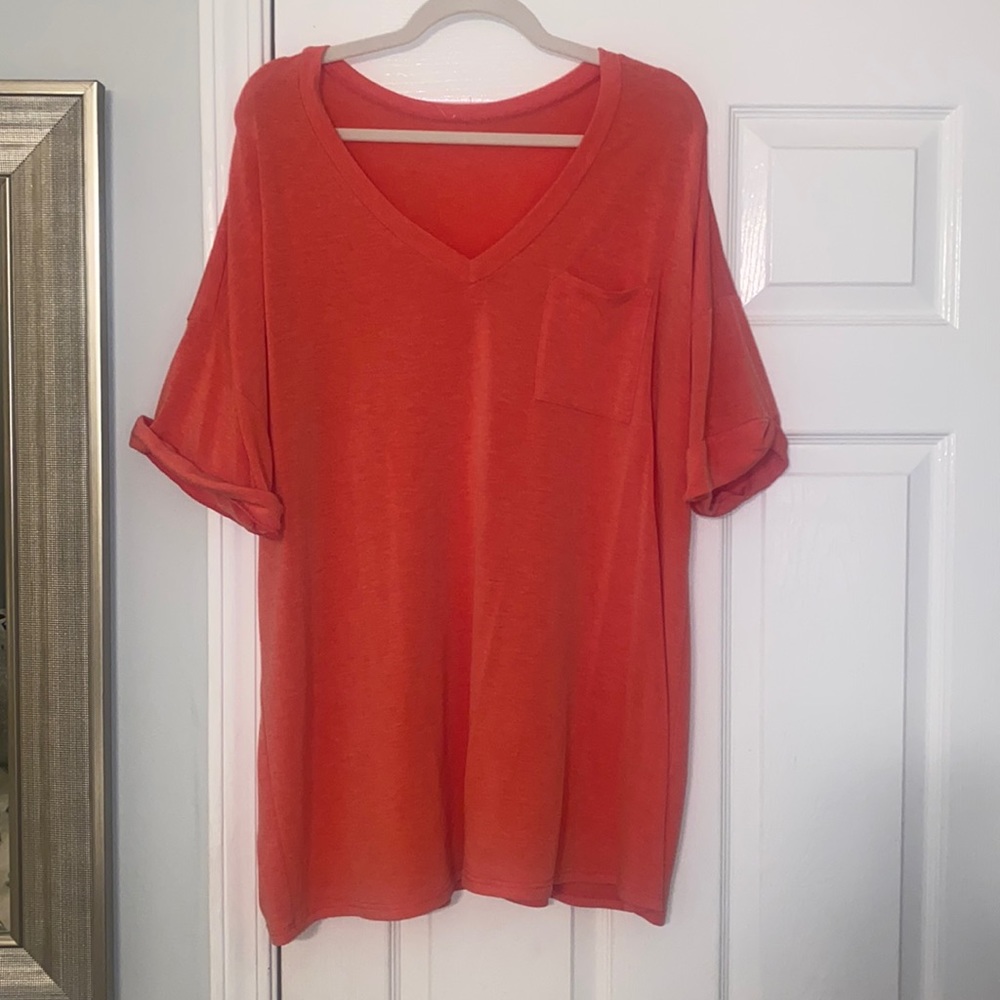 Super soft v neck orange tee